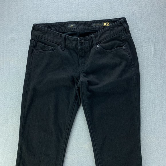 **SOLD**X2 Womens Jeans 2R 2 x 31.5" Black Skinny Low Rise Denim W01 - Picture 2 of 13